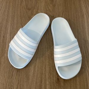 Adidas slides. Baby blue. Size 6. Very comfortable! Worn 5x.